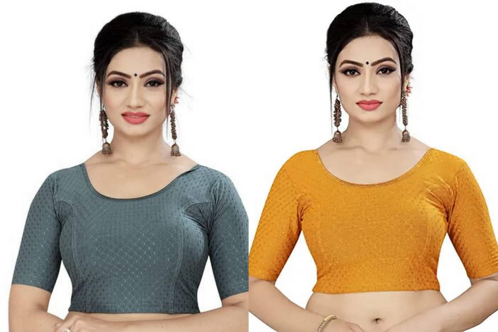 RUNAYA NX Multicolor Readymade without Pad Lycra Women's Blouse ( Pack of 2 ) RUNAYA NX Multicolor Readymade without Pad Lycra Women's Blouse ( Pack of 2 )