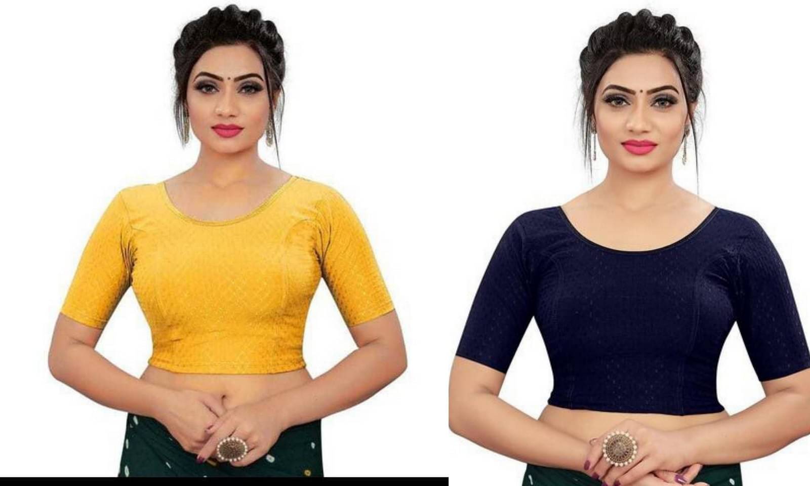 RUNAYA NX Multicolor Readymade without Pad Lycra Women's Blouse ( Pack of 2 ) RUNAYA NX Multicolor Readymade without Pad Lycra Women's Blouse ( Pack of 2 )