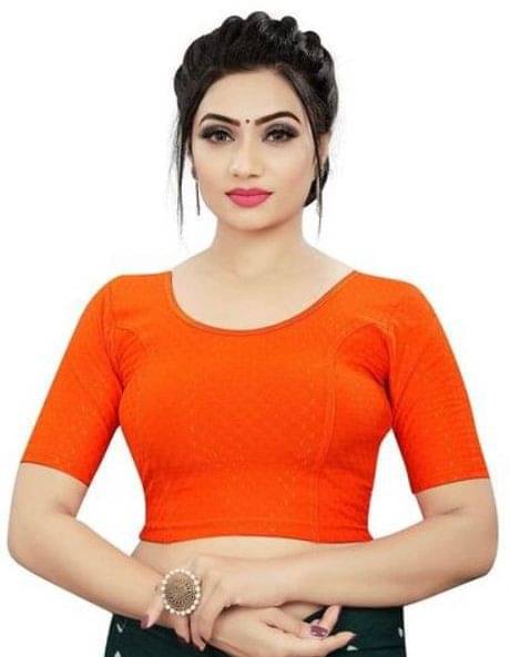 RUNAYA NX Orange Readymade without Pad Cotton Blend Women's Blouse ( Pack of 1 ) RUNAYA NX Orange Readymade without Pad Cotton Blend Women's Blouse ( Pack of 1 )