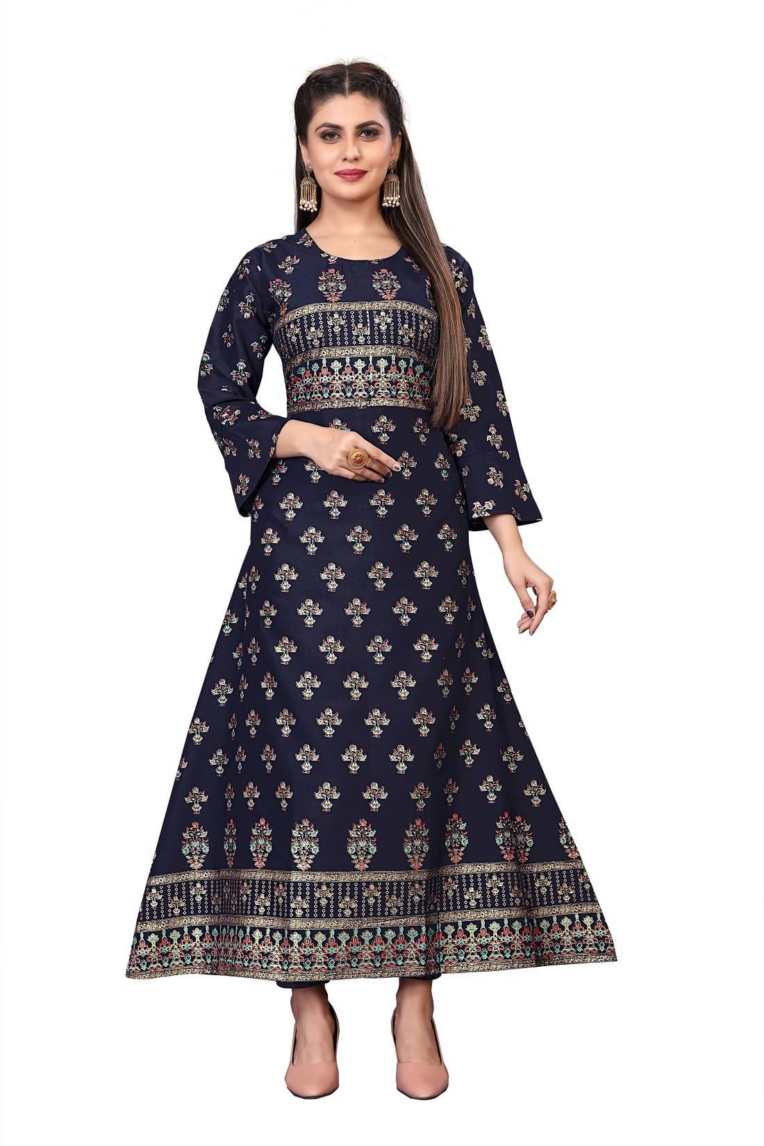 RUNAYA NX Pack of 1 Viscose Rayon Printed Straight Women's Kurti - ( Multicolor ) RUNAYA NX Pack of 1 Viscose Rayon Printed Straight Women's Kurti - ( Multicolor )