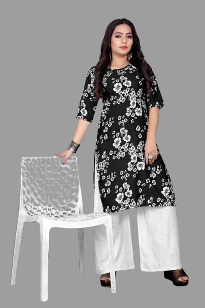 RUNAYA NX Pack of 1 Viscose Rayon Printed Straight Women's Kurti - ( Multicolor ) RUNAYA NX Pack of 1 Viscose Rayon Printed Straight Women's Kurti - ( Multicolor )