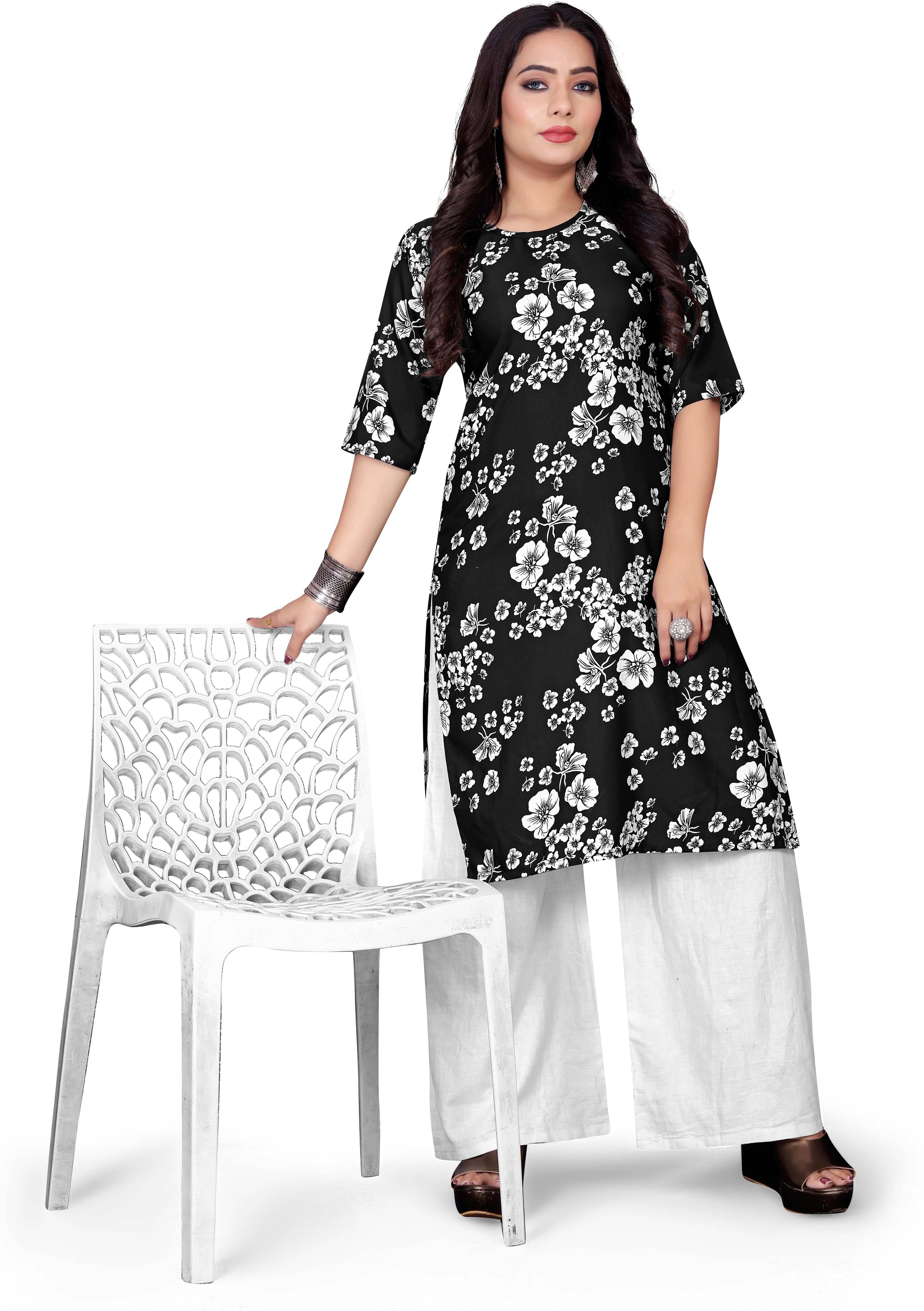RUNAYA NX Pack of 1 Viscose Rayon Printed Straight Women's Kurti - ( Red ) RUNAYA NX Pack of 1 Viscose Rayon Printed Straight Women's Kurti - ( Red )