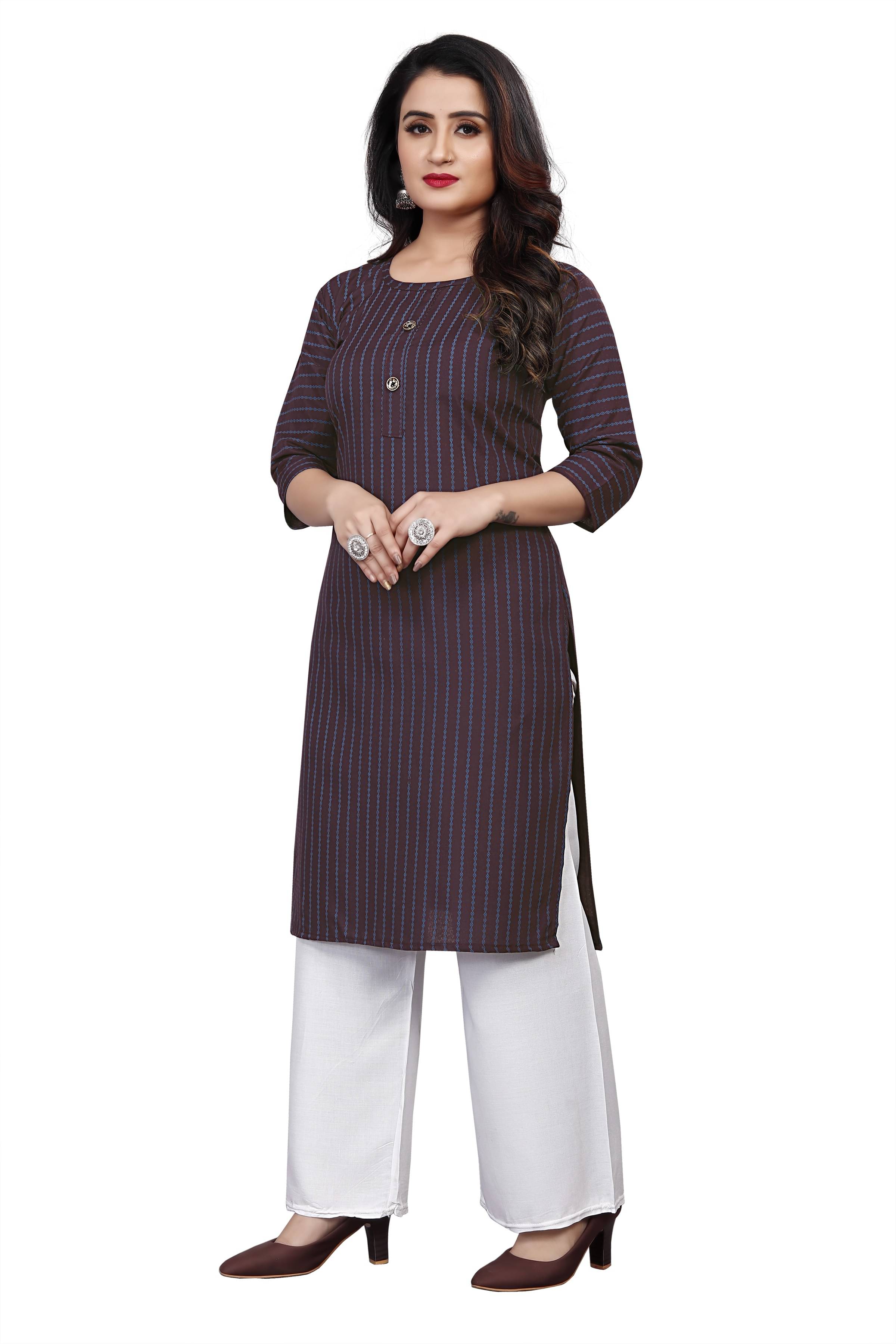     			RUNAYA NX Pack of 1 Viscose Rayon Printed Straight Women's Kurti - ( Maroon )