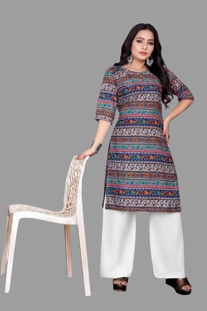 RUNAYA NX Pack of 1 Viscose Rayon Printed A-line Women's Kurti - ( Multicolor ) RUNAYA NX Pack of 1 Viscose Rayon Printed A-line Women's Kurti - ( Multicolor )