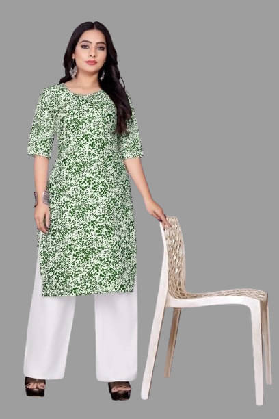     			RUNAYA NX Pack of 1 Viscose Rayon Printed Straight Women's Kurti - ( Green )