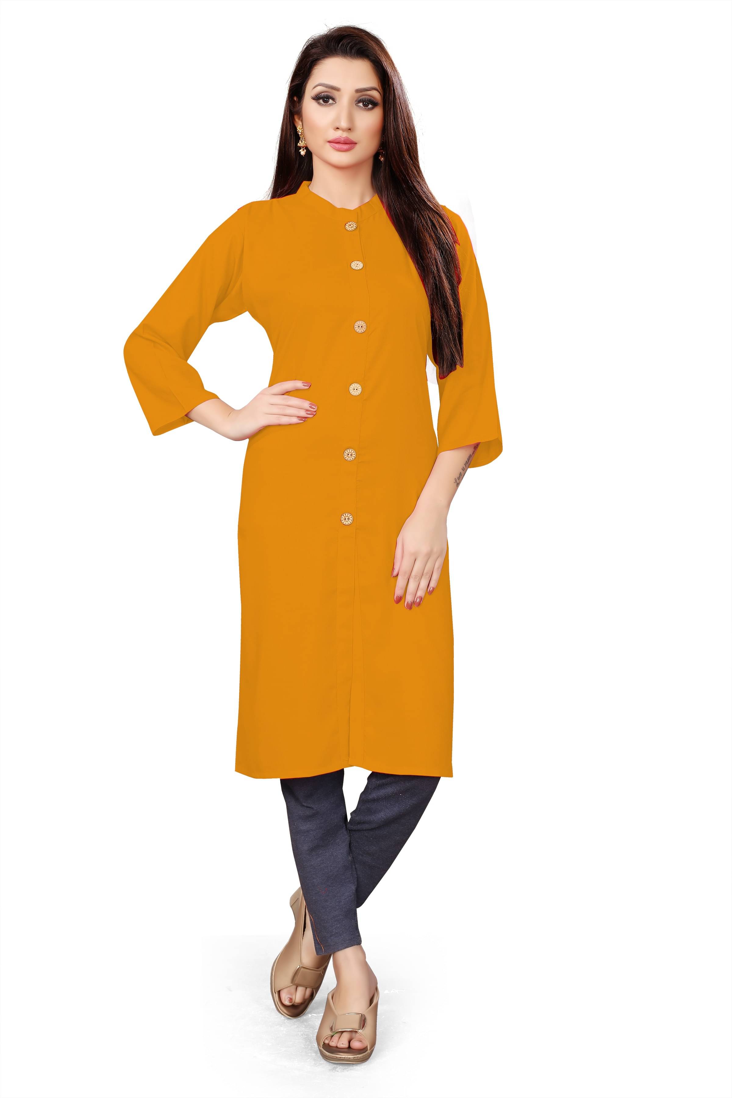 RUNAYA NX Pack of 1 Viscose Rayon Printed Straight Women's Kurti - ( Orange ) RUNAYA NX Pack of 1 Viscose Rayon Printed Straight Women's Kurti - ( Orange )