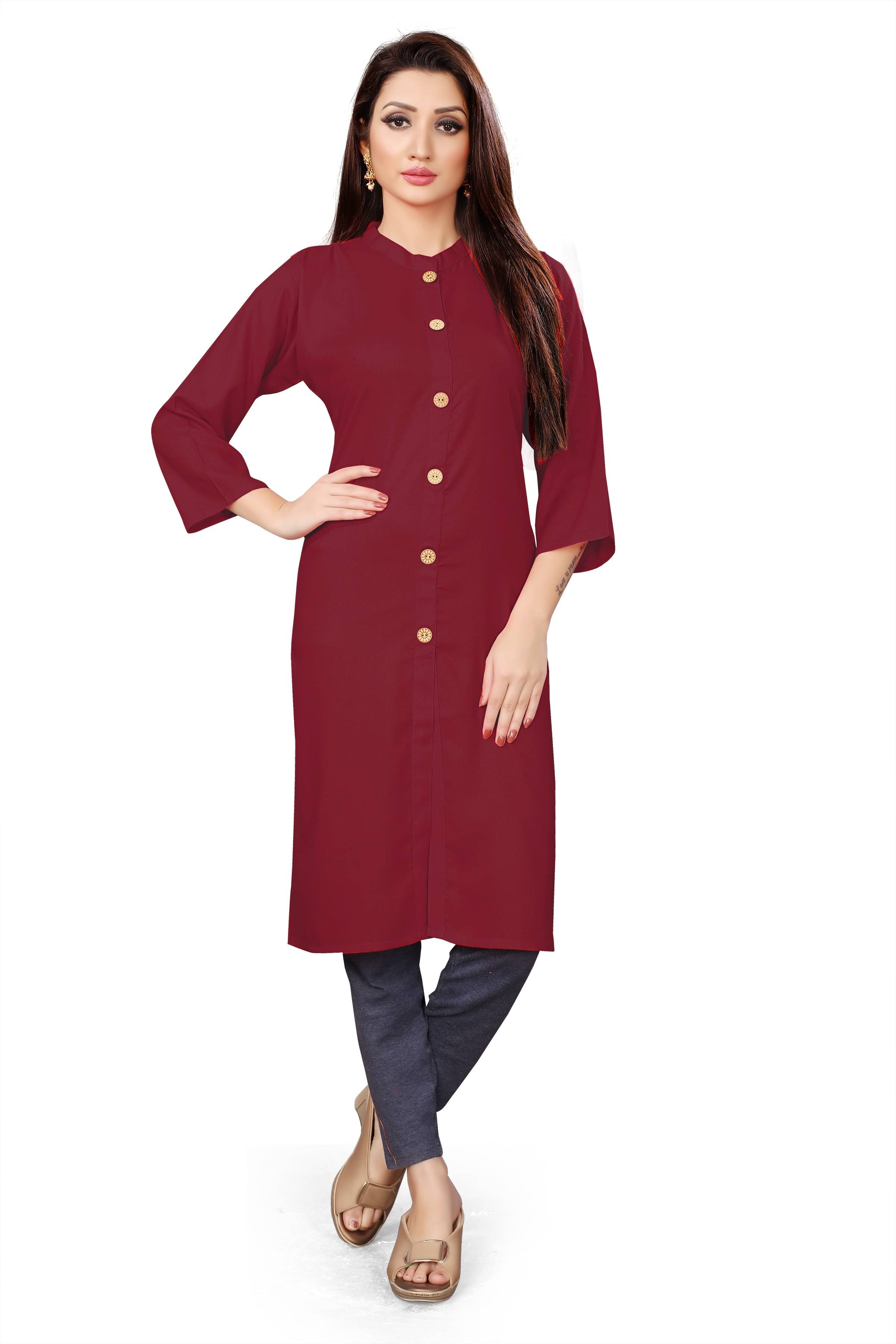 RUNAYA NX Pack of 1 Viscose Rayon Printed A-line Women's Kurti - ( Brown ) RUNAYA NX Pack of 1 Viscose Rayon Printed A-line Women's Kurti - ( Brown )