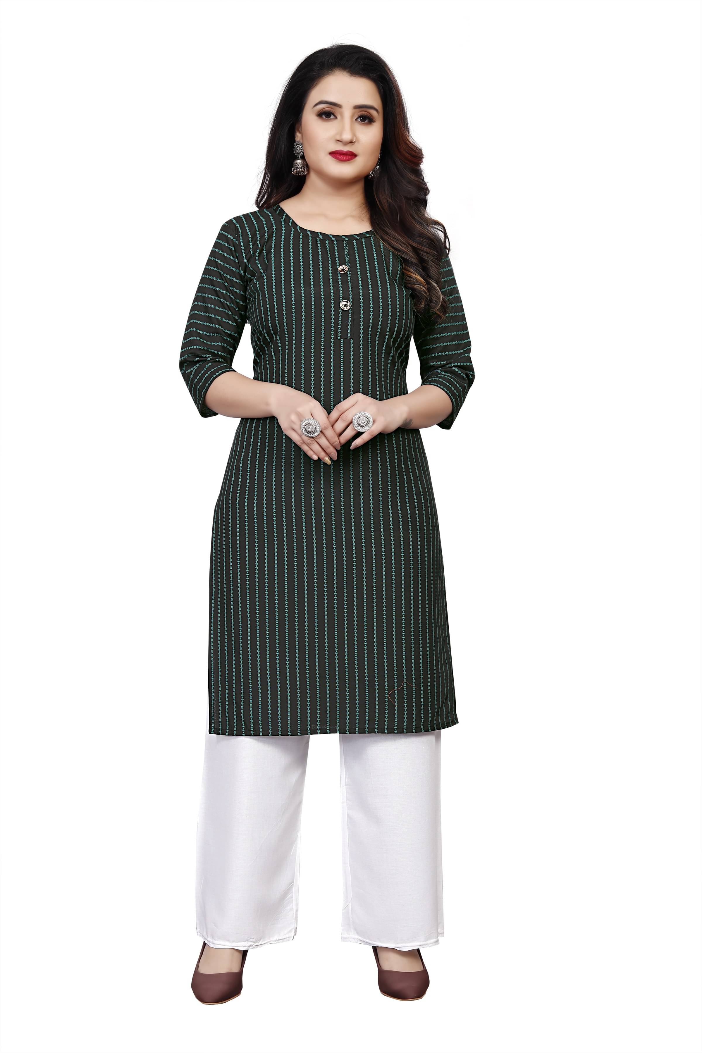 RUNAYA NX Pack of 1 Viscose Rayon Printed A-line Women's Kurti - ( Black ) RUNAYA NX Pack of 1 Viscose Rayon Printed A-line Women's Kurti - ( Black )