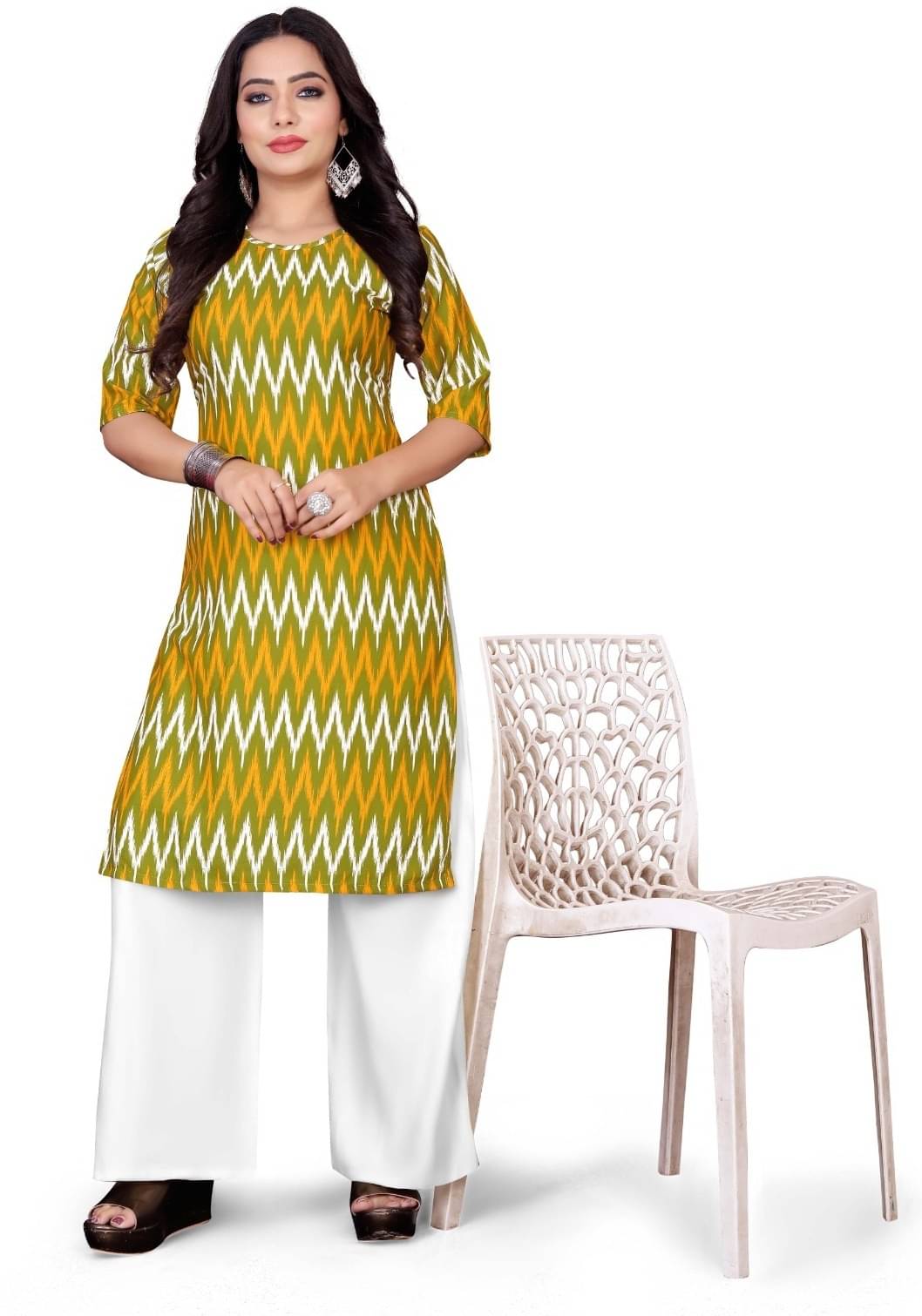     			RUNAYA NX Pack of 1 Viscose Rayon Printed A-line Women's Kurti - ( Green )