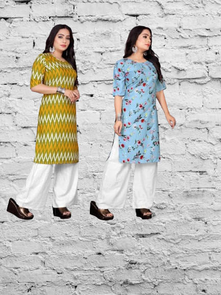 RUNAYA NX Pack of 1 Viscose Rayon Printed A-line Women's Kurti - ( Multicolor ) RUNAYA NX Pack of 1 Viscose Rayon Printed A-line Women's Kurti - ( Multicolor )