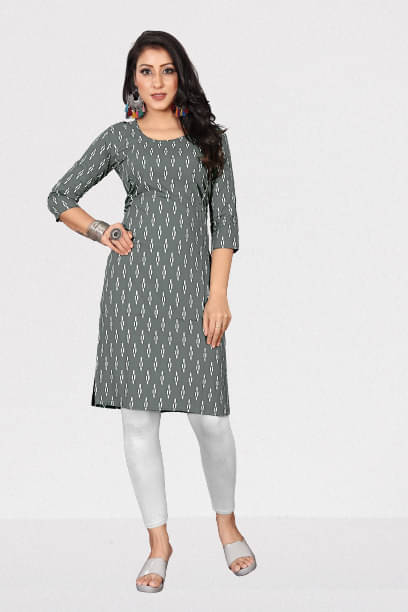     			RUNAYA NX Pack of 1 Viscose Rayon Printed A-line Women's Kurti - ( Grey )