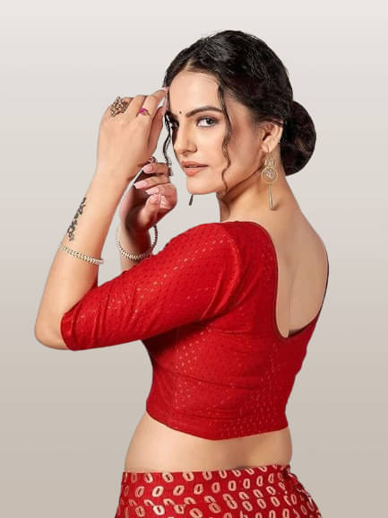     			RUNAYA NX Red Readymade without Pad Lycra Women's Blouse ( Pack of 1 )