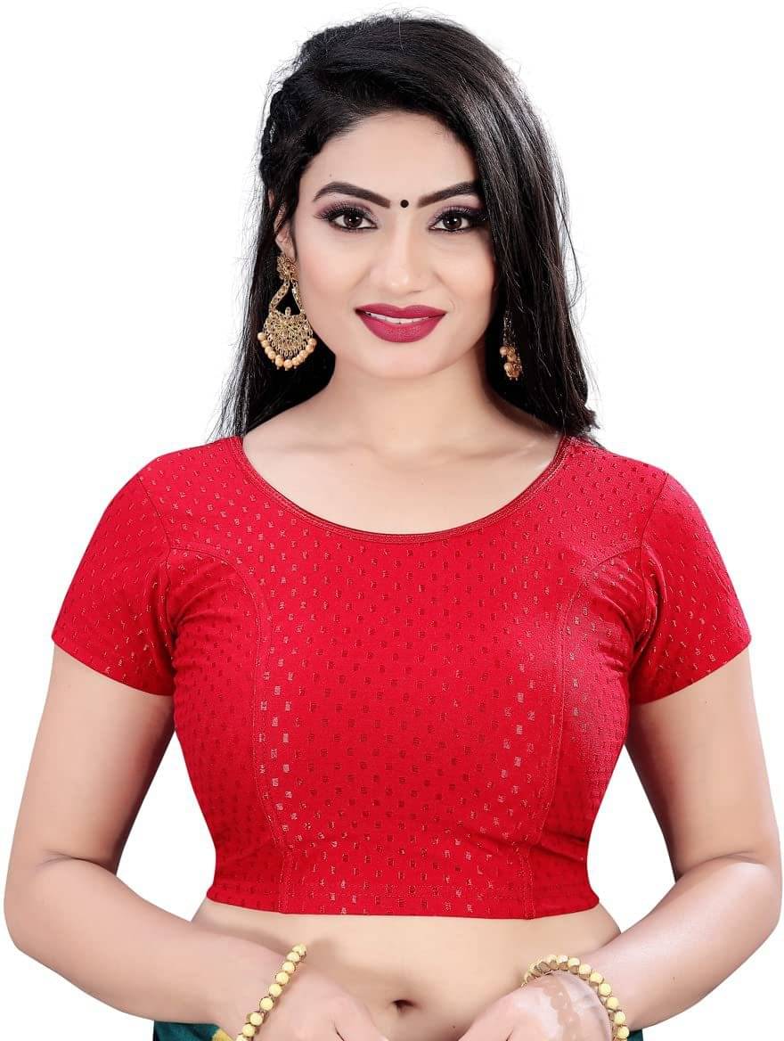RUNAYA NX Red Readymade without Pad Lycra Women's Blouse ( Pack of 1 )     			RUNAYA NX Red Readymade without Pad Lycra Women's Blouse ( Pack of 1 )