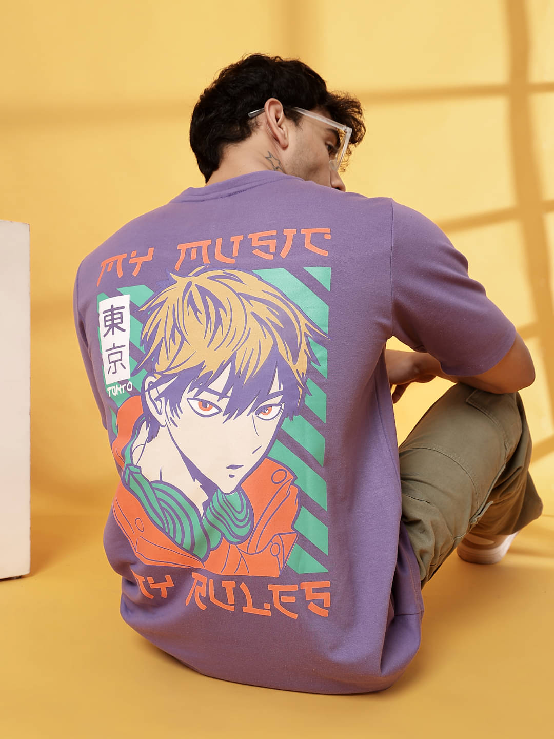     			Rigo Cotton Oversized Fit Printed Half Sleeves Men's Round T-Shirt - Purple ( Pack of 1 )