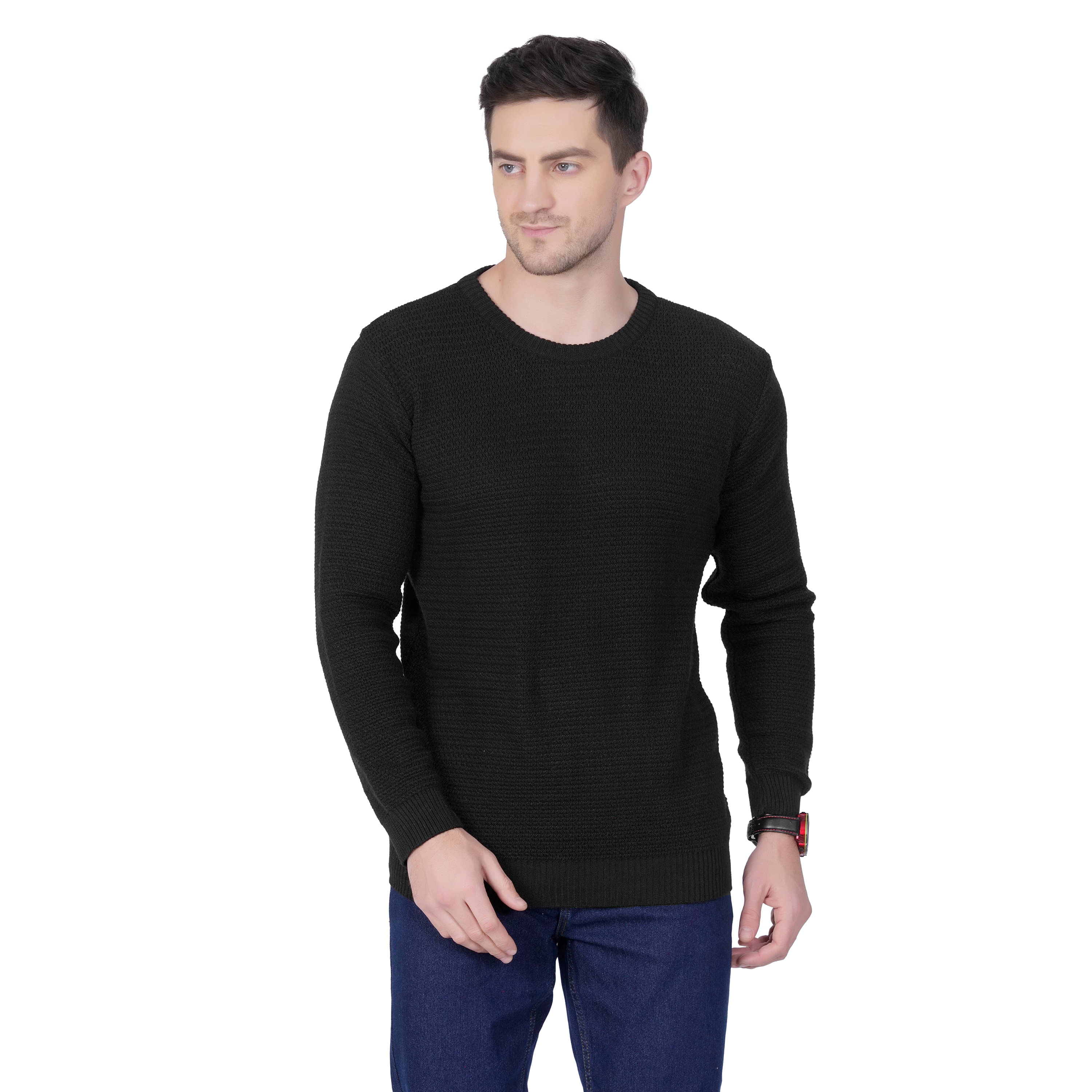 RuarX Polyester Regular Fit Self Design Full Sleeves Men's Round T-Shirt - Black ( Pack of 1 ) RuarX Polyester Regular Fit Self Design Full Sleeves Men's Round T-Shirt - Black ( Pack of 1 )