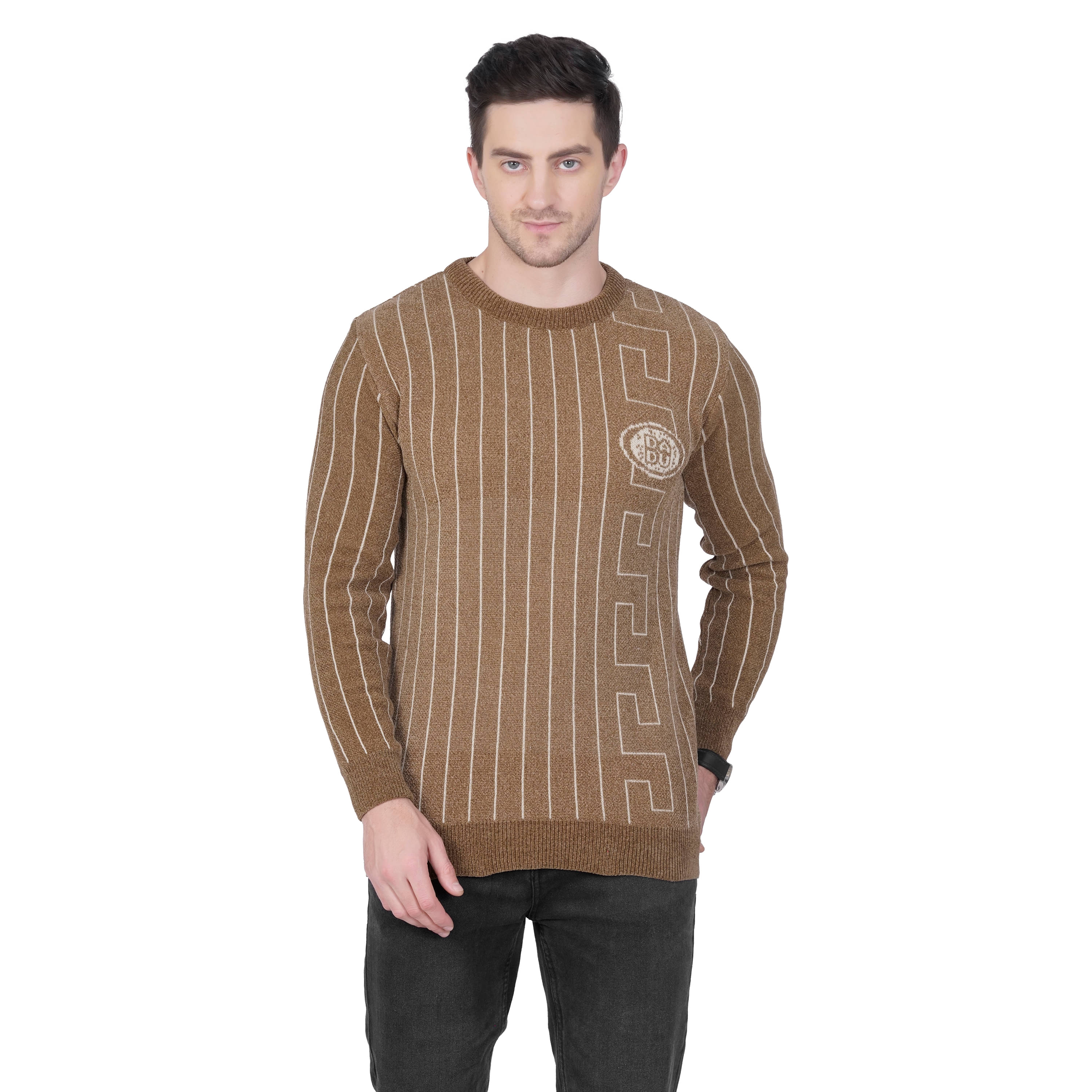 RuarX Polyester Regular Fit Striped Full Sleeves Men's Round T-Shirt - Camel ( Pack of 1 ) RuarX Polyester Regular Fit Striped Full Sleeves Men's Round T-Shirt - Camel ( Pack of 1 )