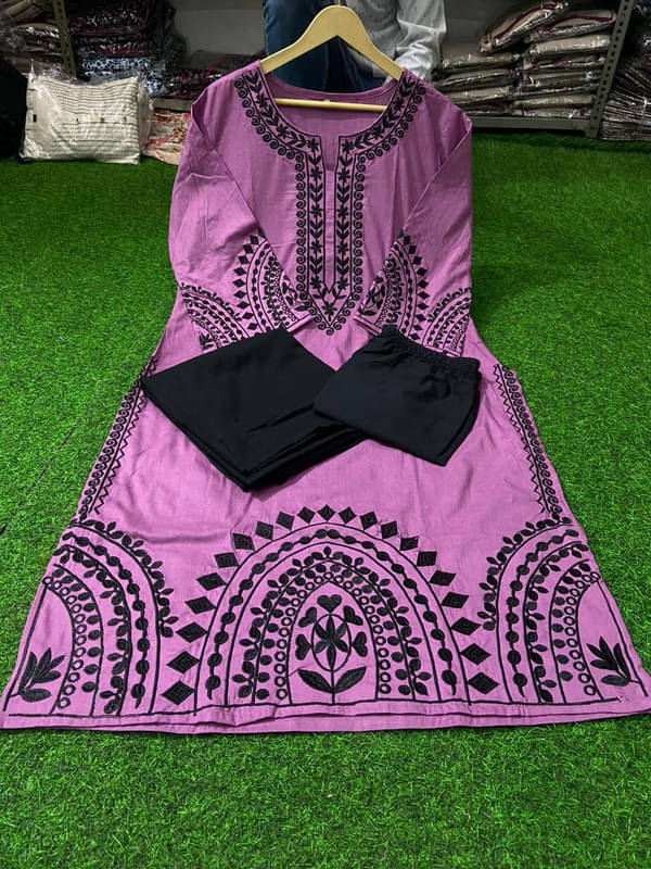     			Supar Sleave Viscose Embroidered Kurti With Pants Women's Stitched Salwar Suit - Multicolor ( Pack of 1 )