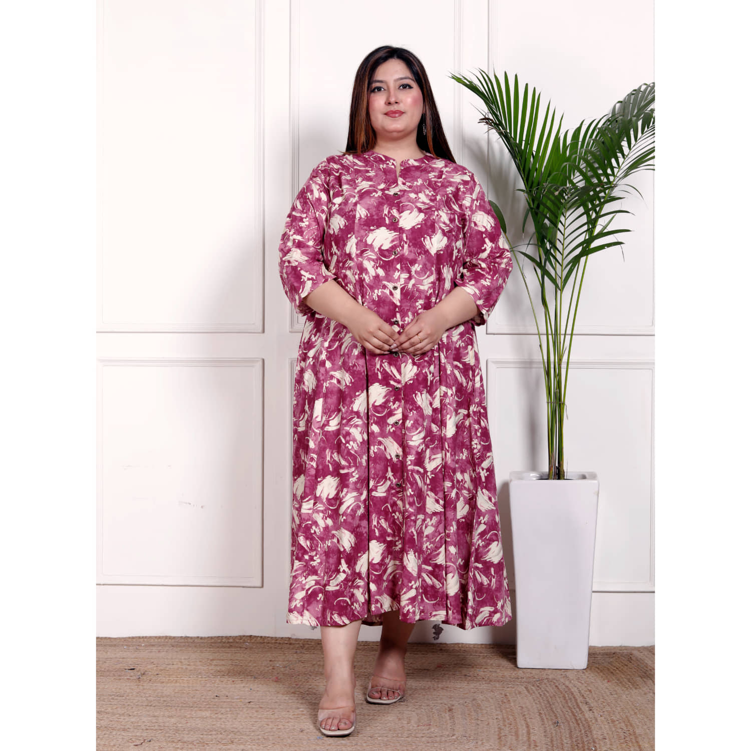 Swasti Women Cotton Blend Printed Fit & Flare Dress ( Purple )
