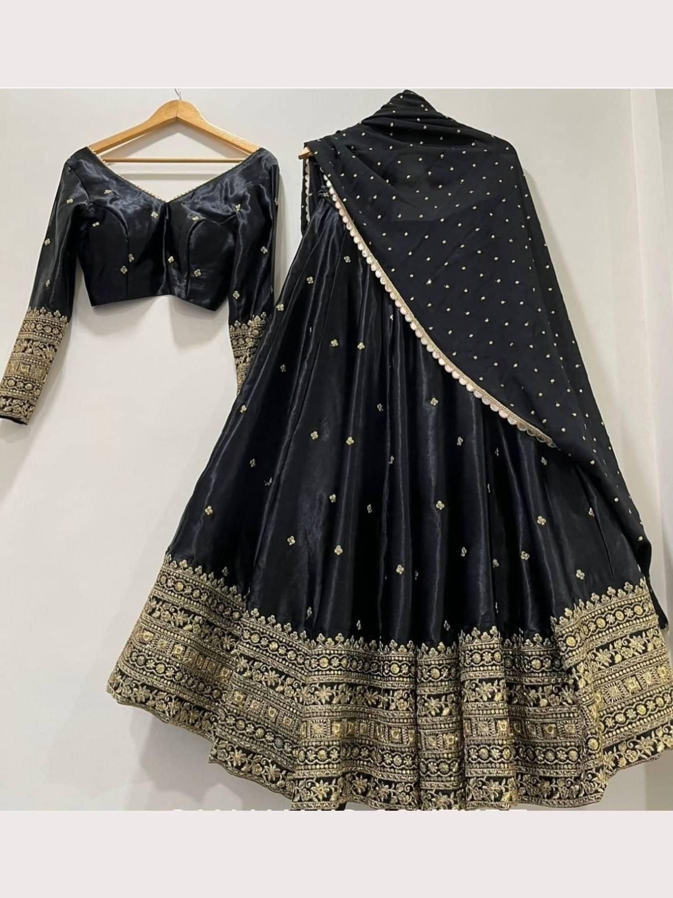 kedar fab Black Chiffon Circular Semi Stitched Lehenga Single kedar fab Black Chiffon Circular Semi Stitched Lehenga Single