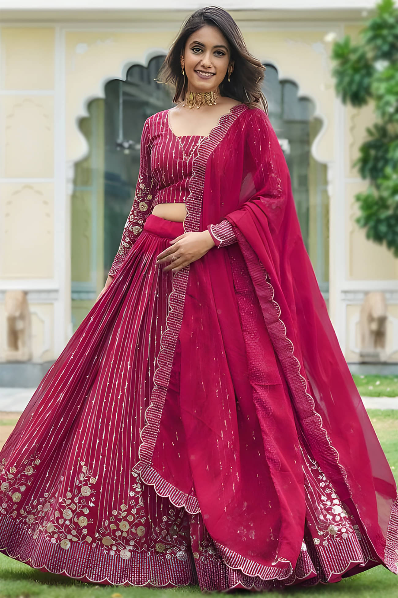 kedar fab Pink Georgette Circular Stitched Lehenga Single kedar fab Pink Georgette Circular Stitched Lehenga Single