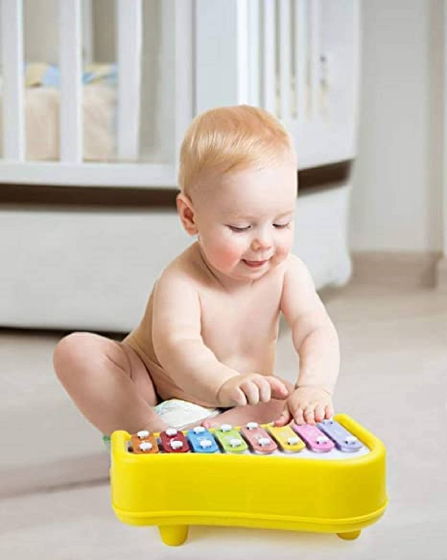     			8 Tone Xylophone Learning Toys Kids Educational Knock Playing 2 in 1 Colorful Plastic Percussion Piano Toy (Multi Color)