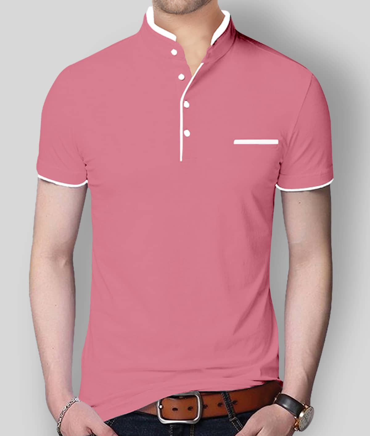 AUSK Pack of 1 Cotton Blend Regular Fit Men's T-Shirt ( Peach )
