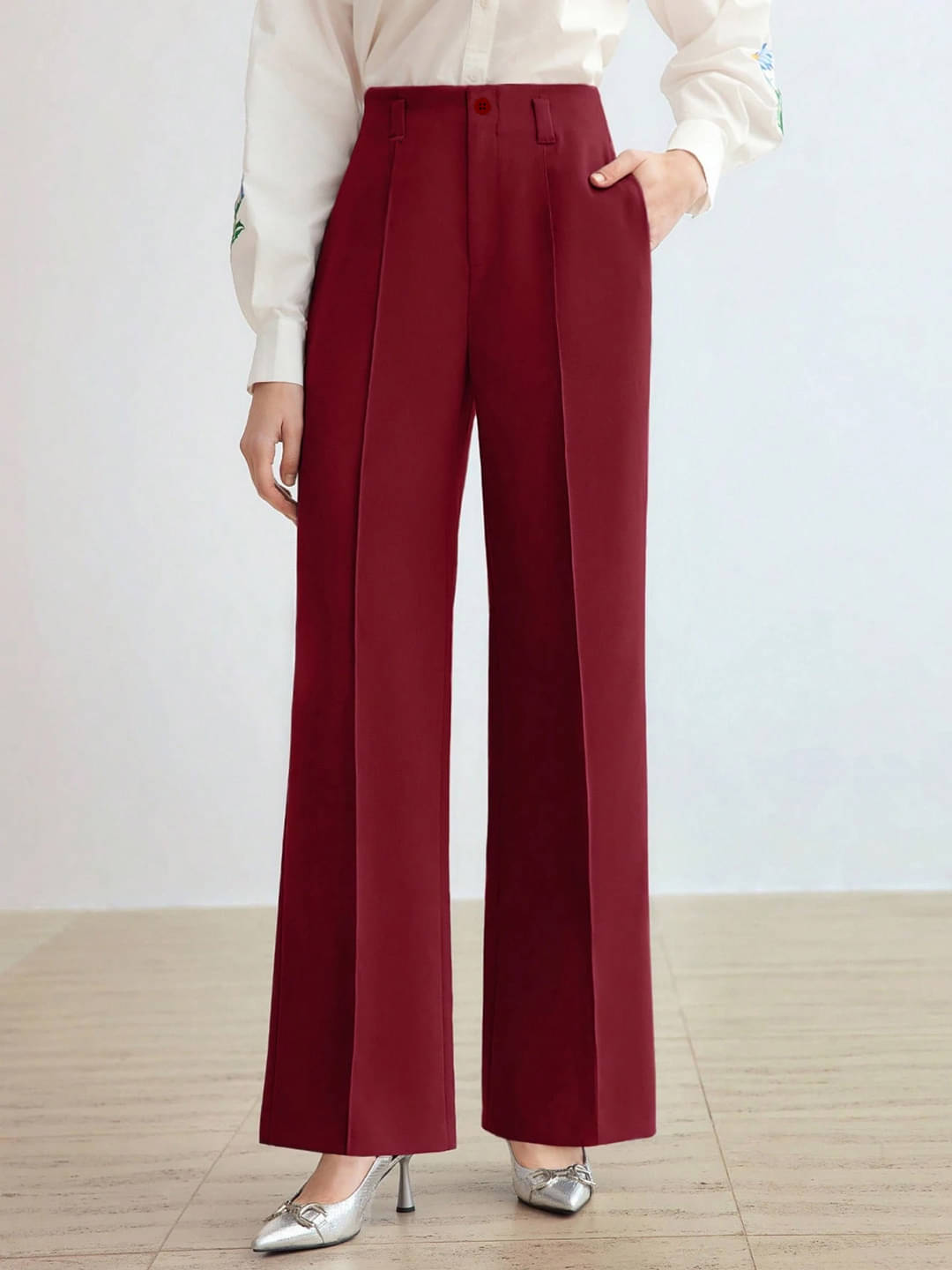     			Addyvero Pack of 1 Polyester Straight Women's Formal Pants ( Maroon )