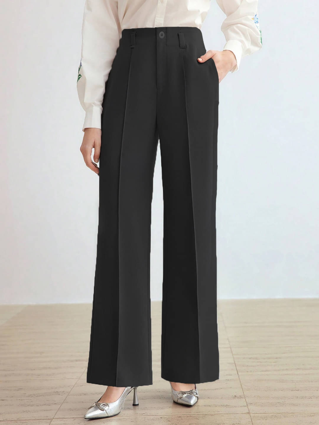     			Addyvero Pack of 1 Polyester Straight Women's Formal Pants ( Black )