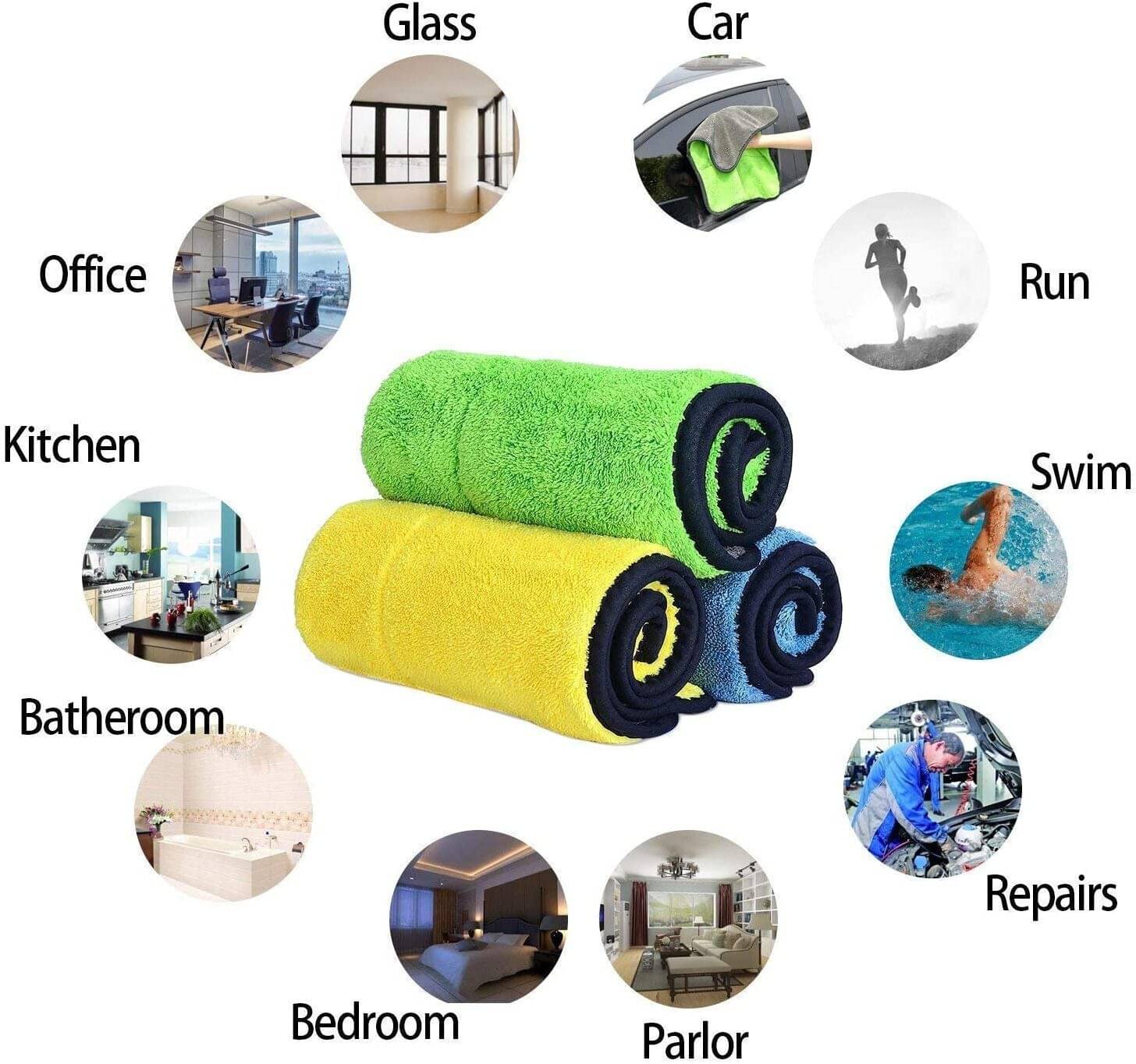     			CAMPARK Multicolor 800 GSM Microfiber Cloth For Automobile ( Pack of 3 )