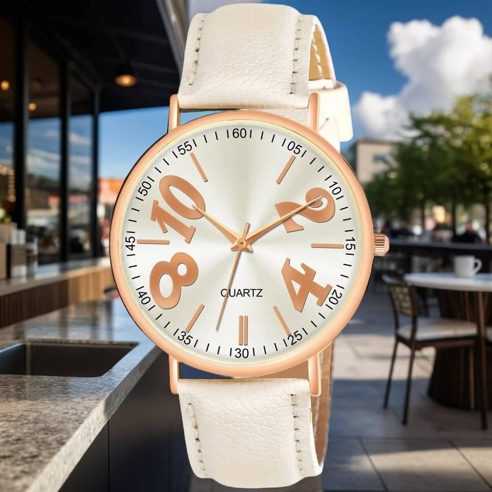     			Cosmic White Leather Analog Men's Watch