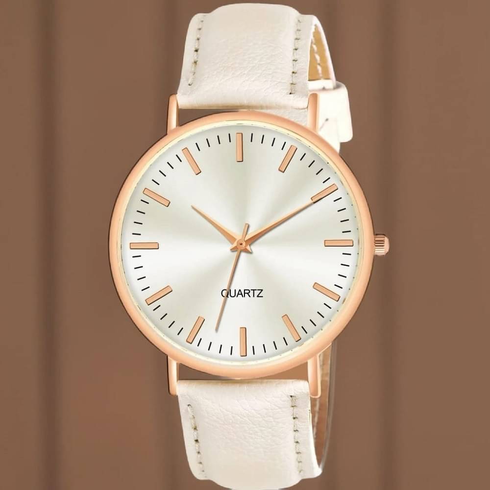    			Cosmic White Leather Analog Womens Watch