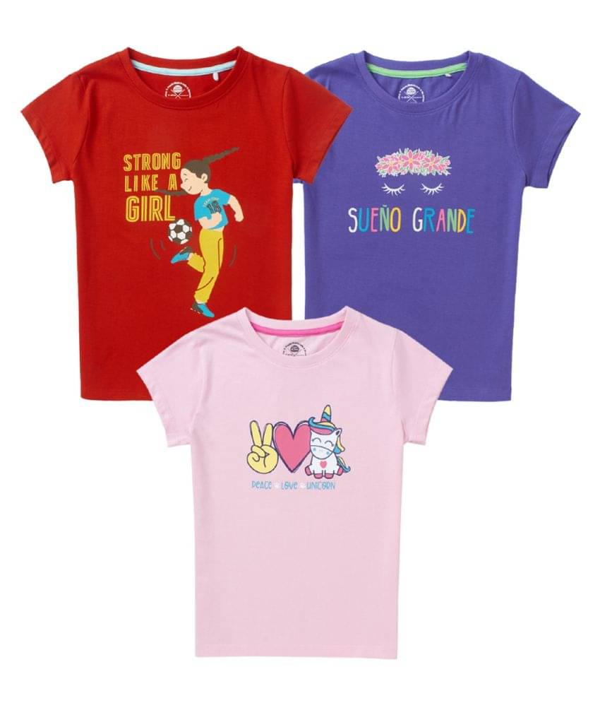     			Cub Mcpaws Pack of 3 Girls Cotton T-Shirt ( Multicolor )