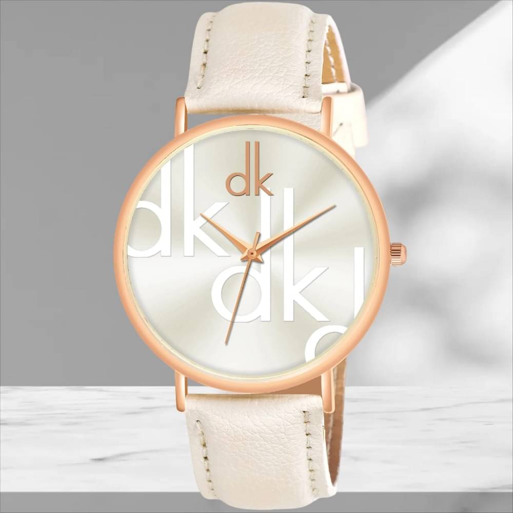     			DECLASSE White Leather Analog Men's Watch