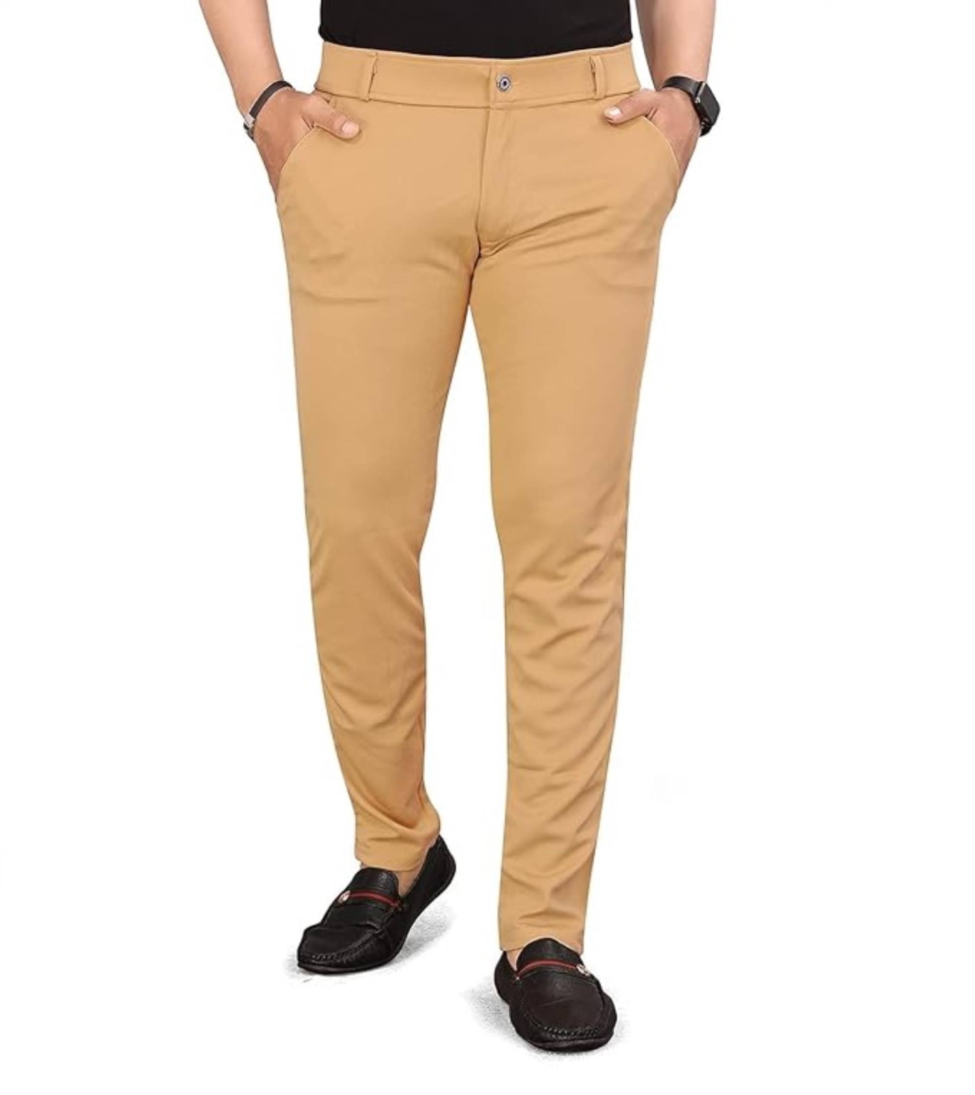     			DELTIN HUB Regular Flat Men's Formal Trouser - Khaki ( Pack of 1 )
