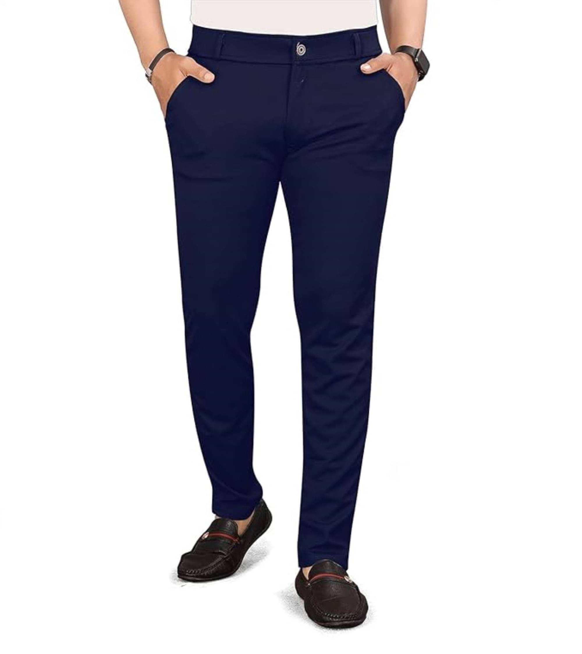     			DELTIN HUB Regular Flat Men's Formal Trouser - Navy Blue ( Pack of 1 )