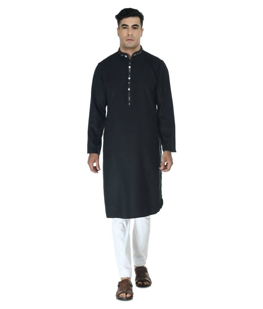 DESIGN TREND - Black Cotton Men's Regular Kurta ( Pack of 1 ) DESIGN TREND - Black Cotton Men's Regular Kurta ( Pack of 1 )