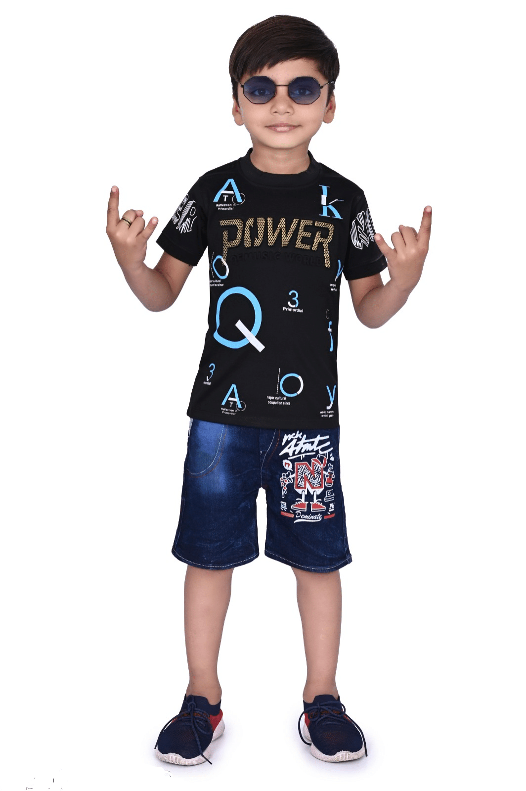     			DS DRESSES Pack of 1 Boys Cotton T-Shirt & Shorts Set ( Black )