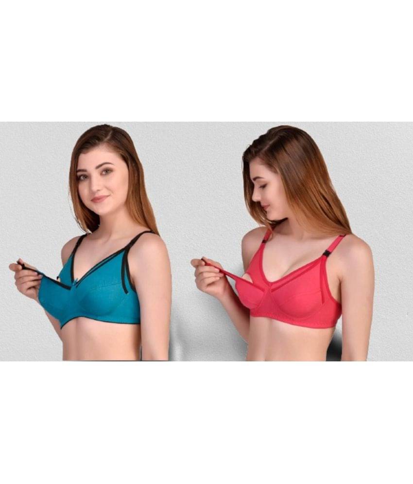 Desiprime - Multicolor Cotton Solid Women's Maternity Bra ( Pack of 2 ) Desiprime - Multicolor Cotton Solid Women's Maternity Bra ( Pack of 2 )
