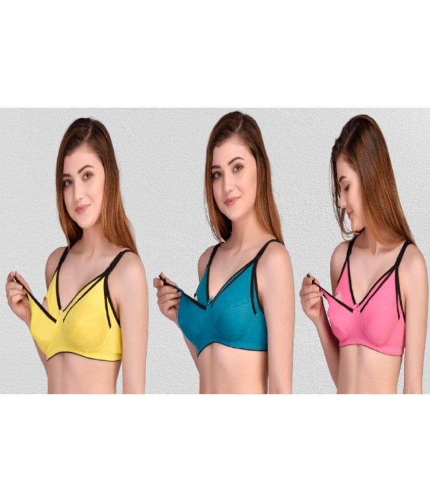     			Desiprime - Multicolor Cotton Solid Women's Maternity Bra ( Pack of 3 )