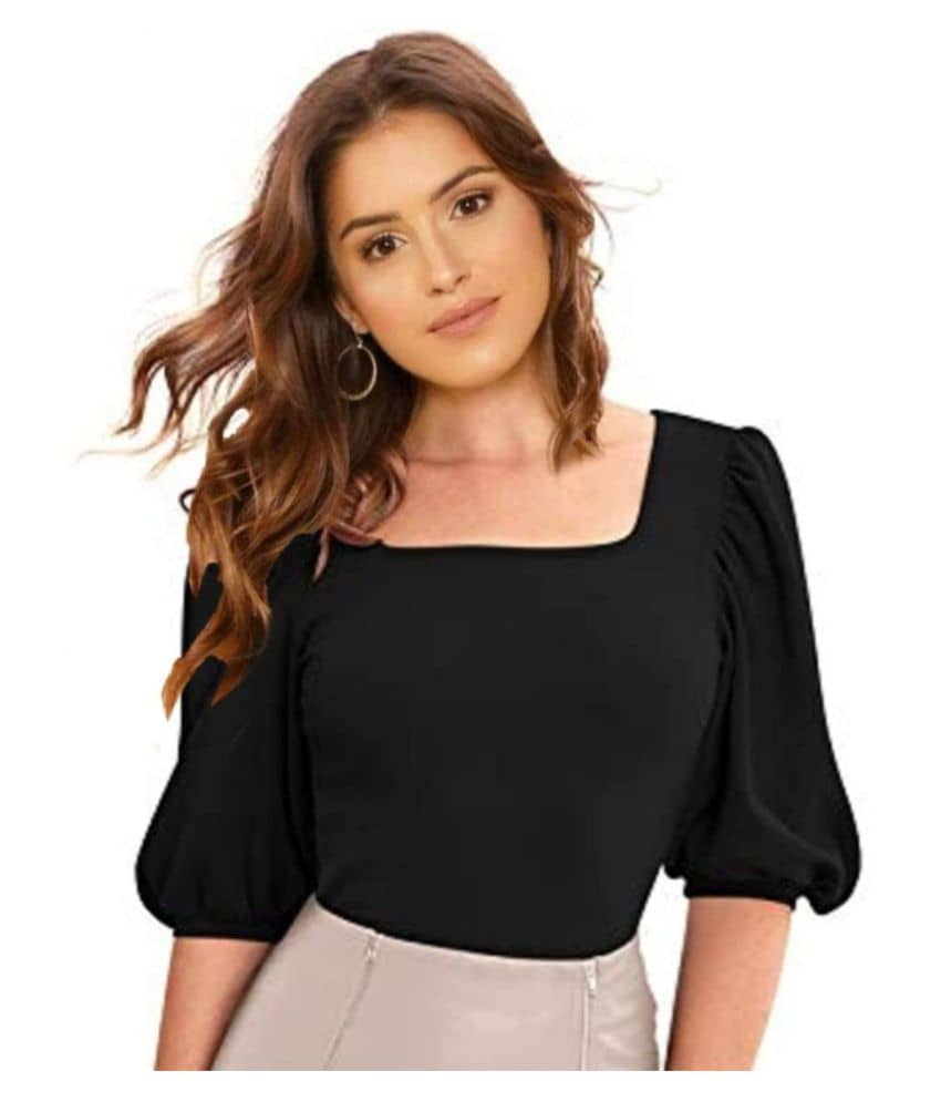 Dream Beauty Fashion Women's Cotton Blend Regular Top ( Black )