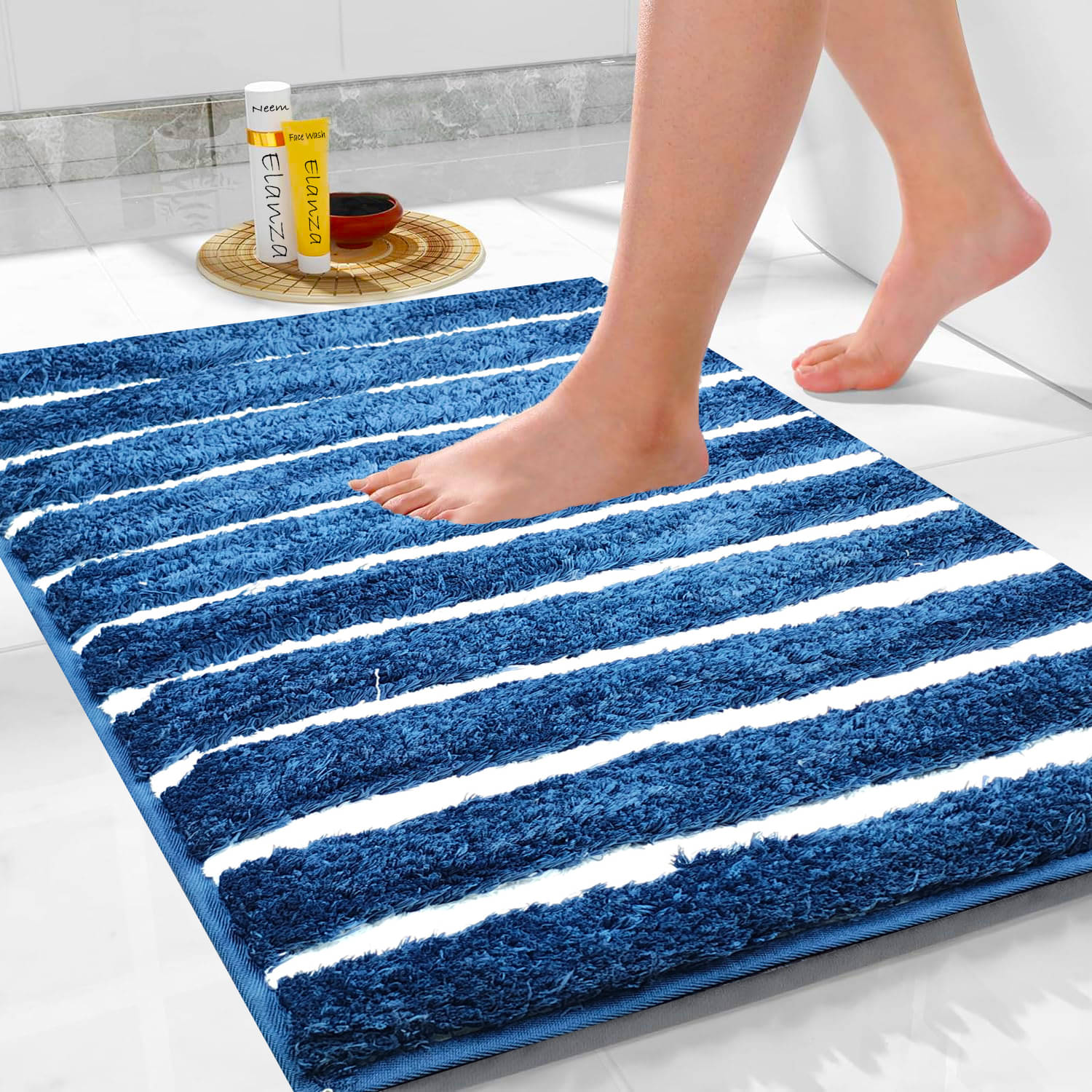     			ELANZA Anti-skid Microfibre Bath Mat 40x60 cm ( Pack of 1 ) - Navy