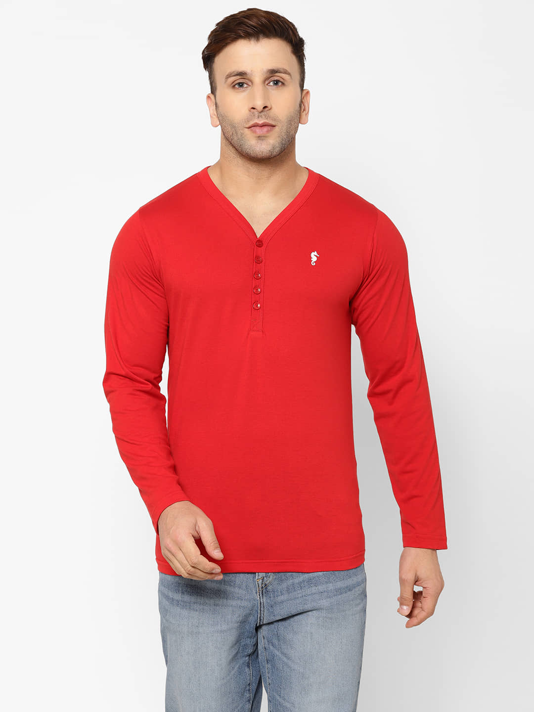 EPPE Pack of 1 Cotton Slim Fit Solid Full Sleeves Men's Polo T Shirt ( Red )