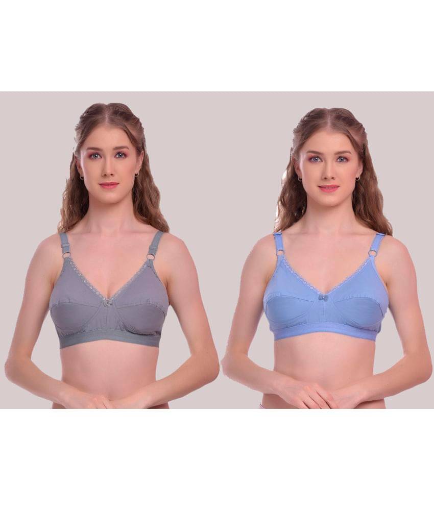 Elina Pack of 2 Cotton Non Padded Women's T-Shirt Bra ( Blue ) Elina Pack of 2 Cotton Non Padded Women's T-Shirt Bra ( Blue )