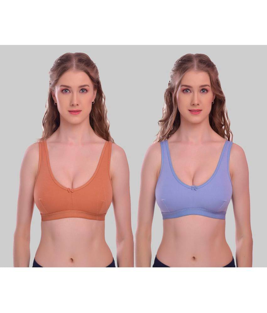     			Elina Pack of 2 Cotton Non Padded Women's T-Shirt Bra ( Blue )