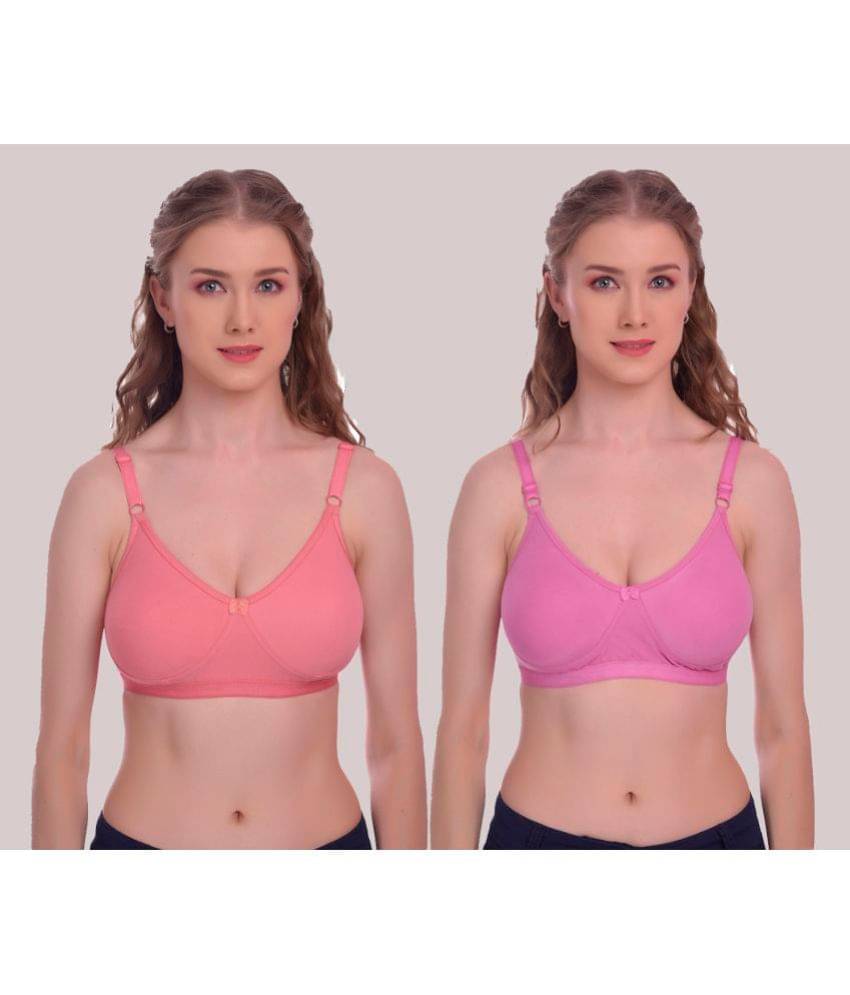 Elina Pack of 2 Cotton Non Padded Women's T-Shirt Bra ( Pink ) Elina Pack of 2 Cotton Non Padded Women's T-Shirt Bra ( Pink )