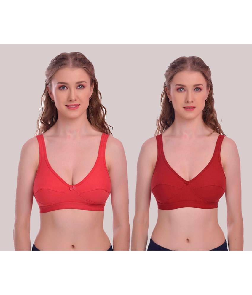     			Elina Pack of 2 Cotton Non Padded Women's Racerback bra ( Wine )