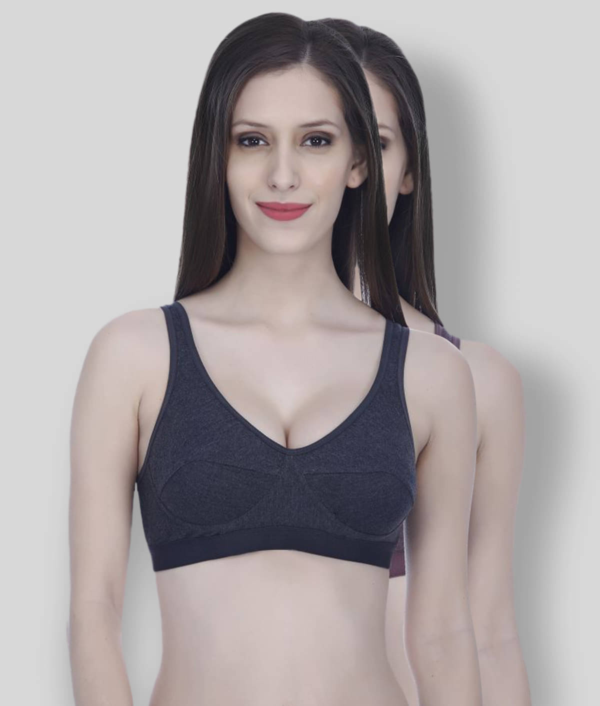     			Elina Pack of 2 Cotton Non Padded Women's Sports Bra ( Multi Color )