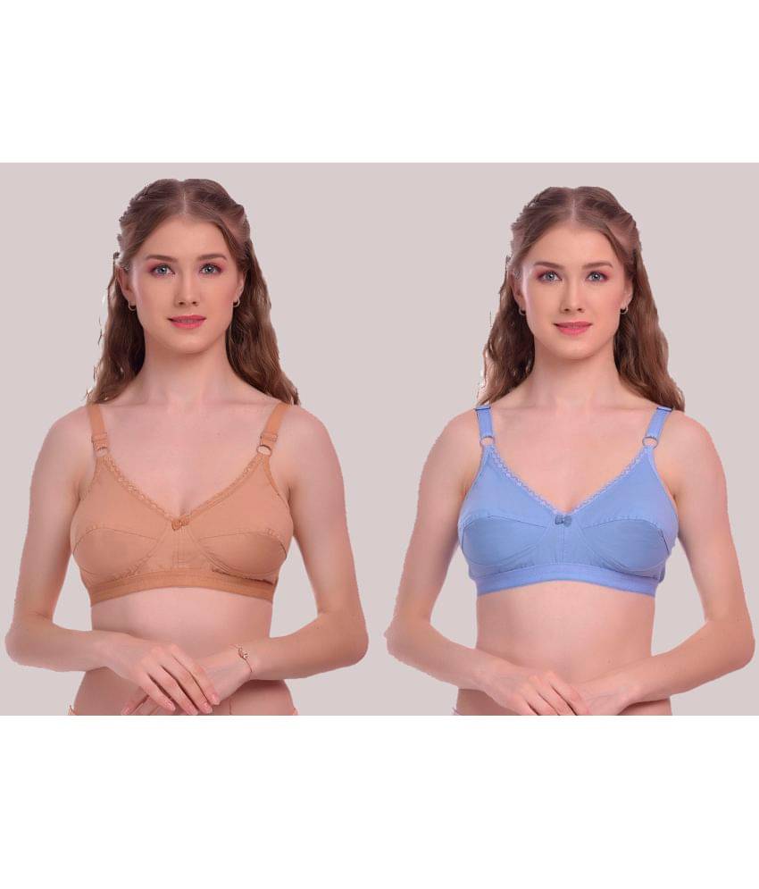 Elina Pack of 2 Cotton Non Padded Women's Everyday Bra ( Light Blue ) Elina Pack of 2 Cotton Non Padded Women's Everyday Bra ( Light Blue )