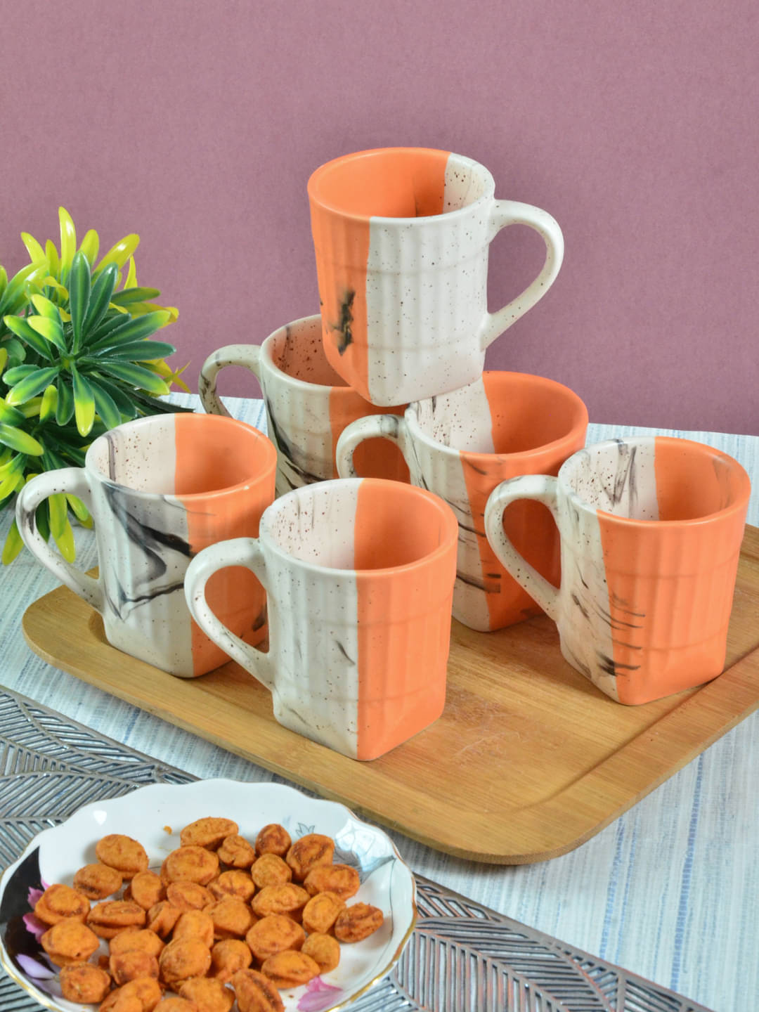     			FABINALIV FLCUP-1066 Geometric Ceramic Tea Cup 160 ml ( Pack of 6 )