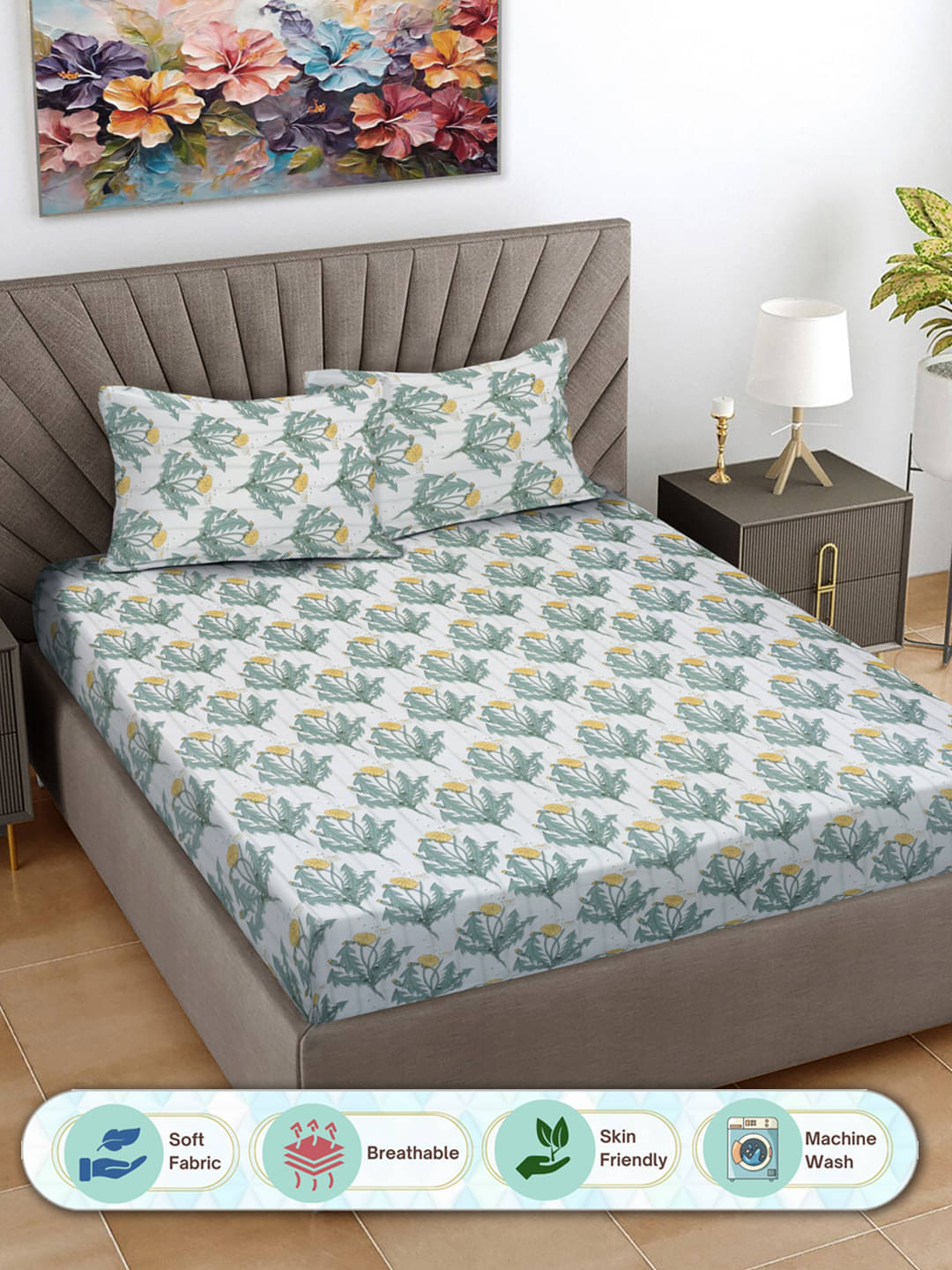 FABINALIV Poly Cotton 1 Double King Bedsheet with 2 Pillow Covers ( White ) FABINALIV Poly Cotton 1 Double King Bedsheet with 2 Pillow Covers ( White )